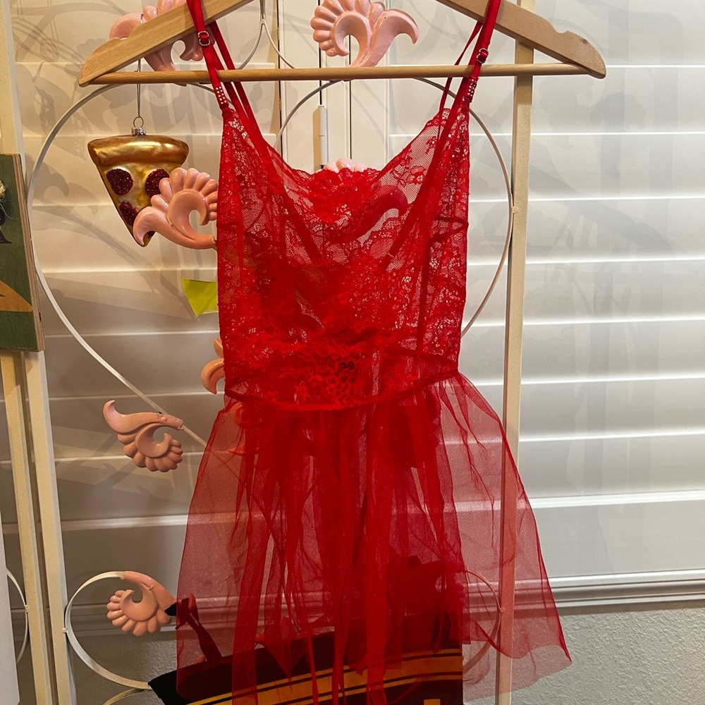 Victoria's Secret Red Lace Babydoll Top